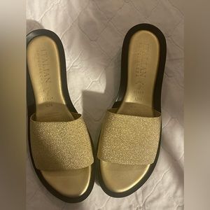 Women’s Vintage Italian Shoemaker Metallic Gold Sandal / Slides